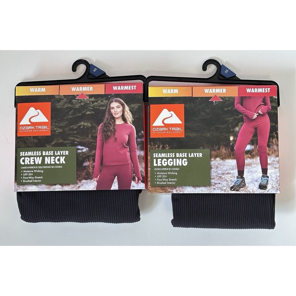 Ozark Trail Base Layer Set XS Black Thermal Top & Leggings NWT Warm